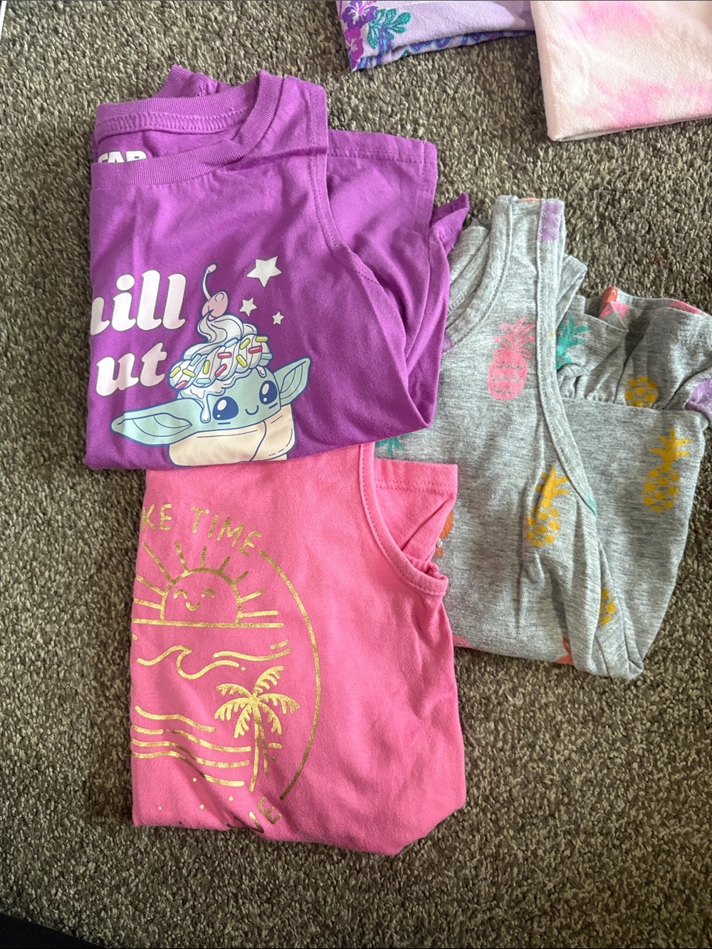 Kids Purple and Pink Pajama Top Set - Cute Graphic Sleepwear